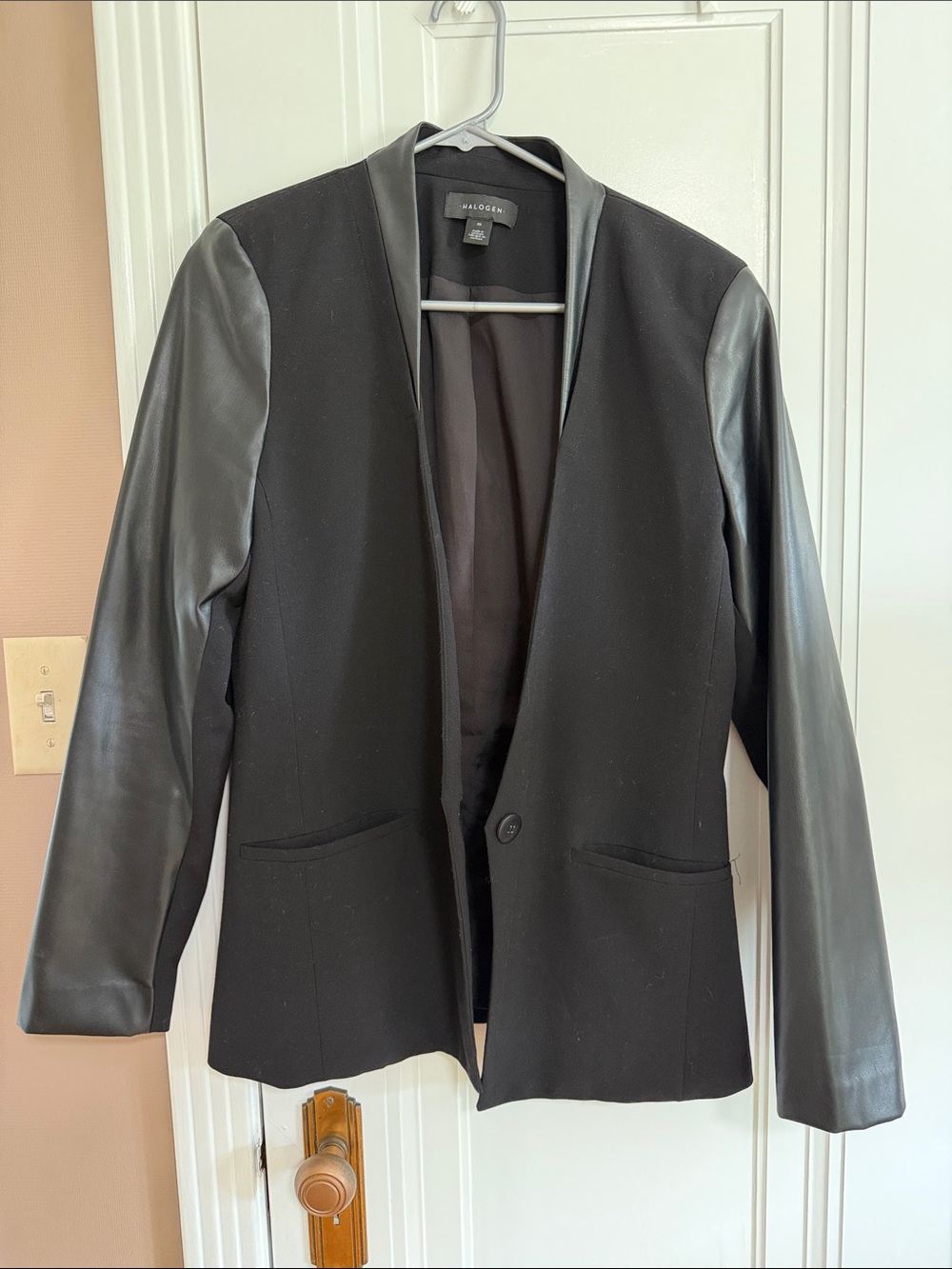 Halogen Black Jacket with Faux Leather Details